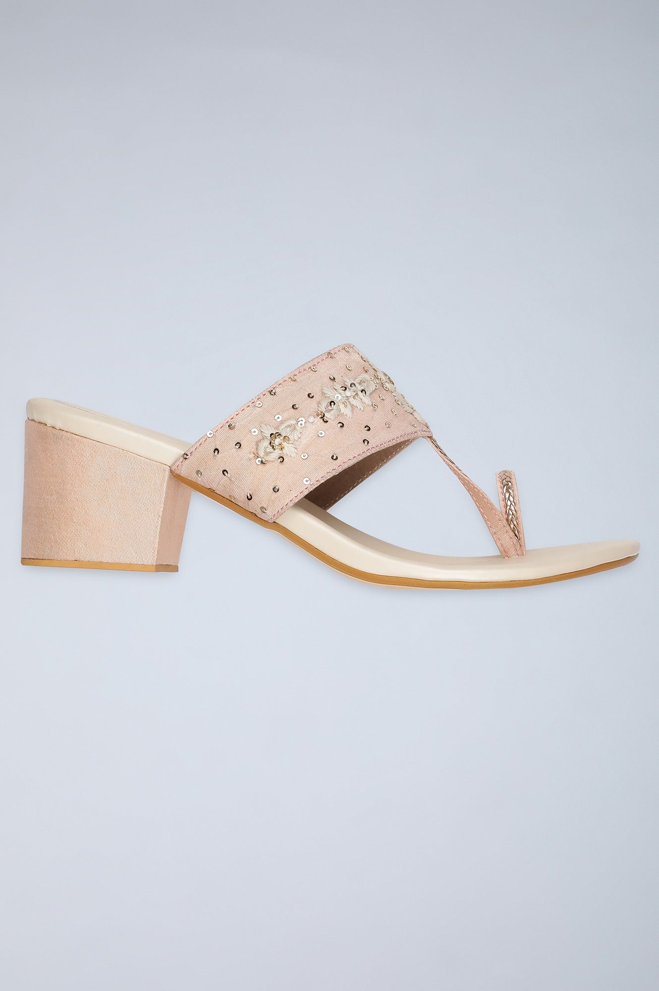 Light Pink Ring Toed Block Heels