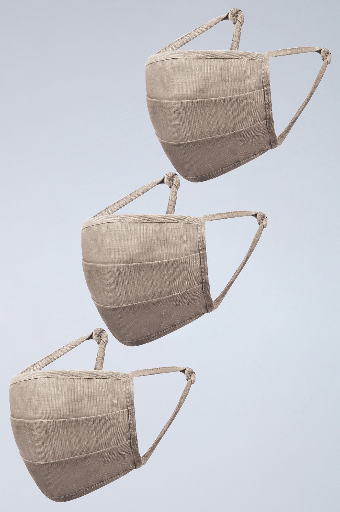 Beige Reusable Cotton Face Mask - Pack of 3