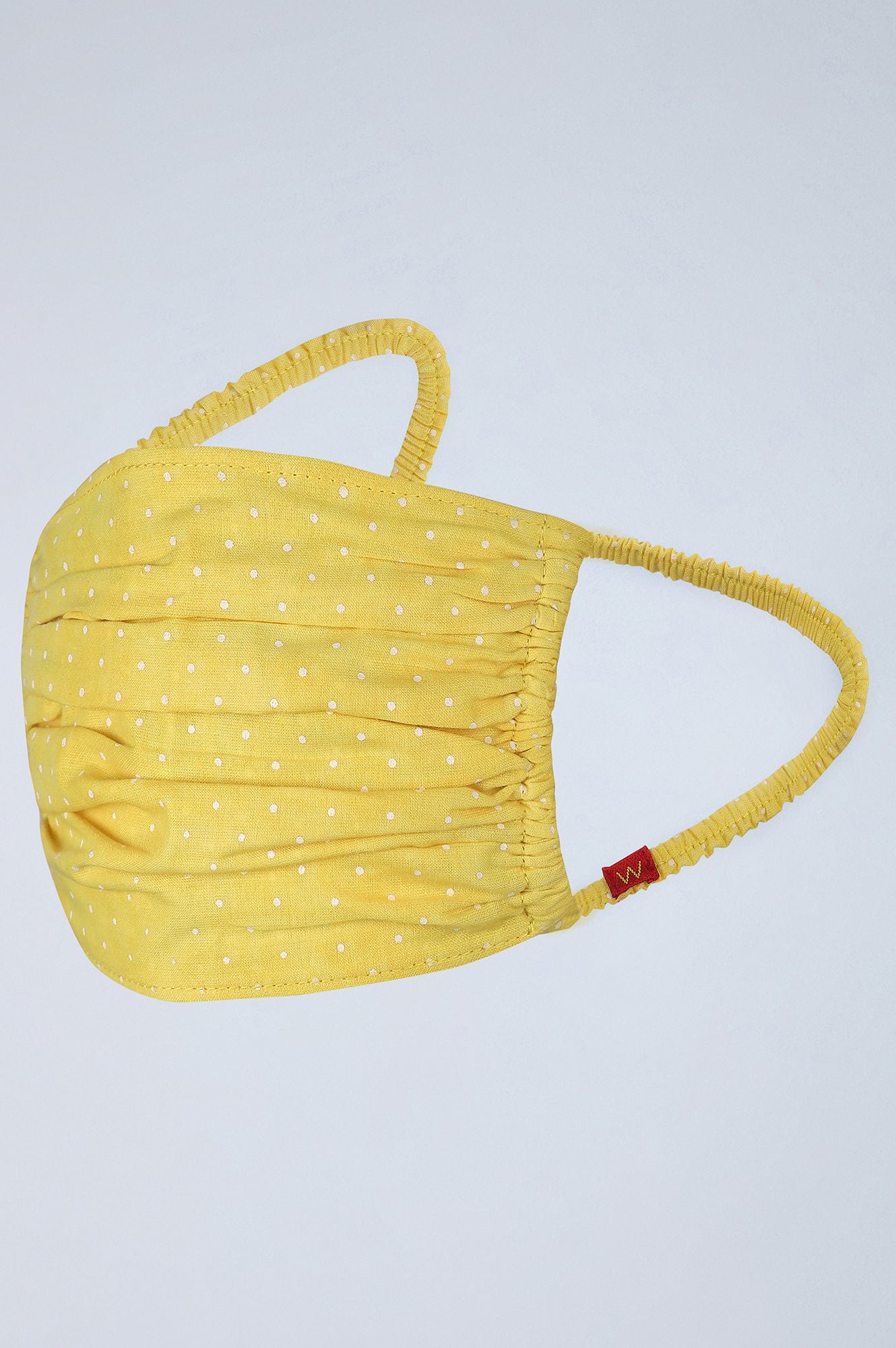Yellow Gathered Reusable Cotton Mask - Single Piece