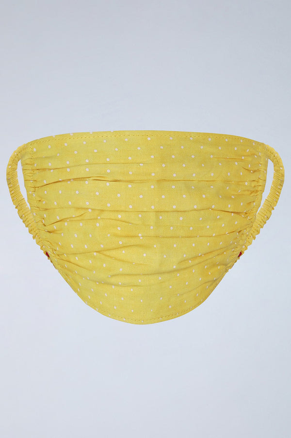 Yellow Gathered Reusable Cotton Mask - Single Piece