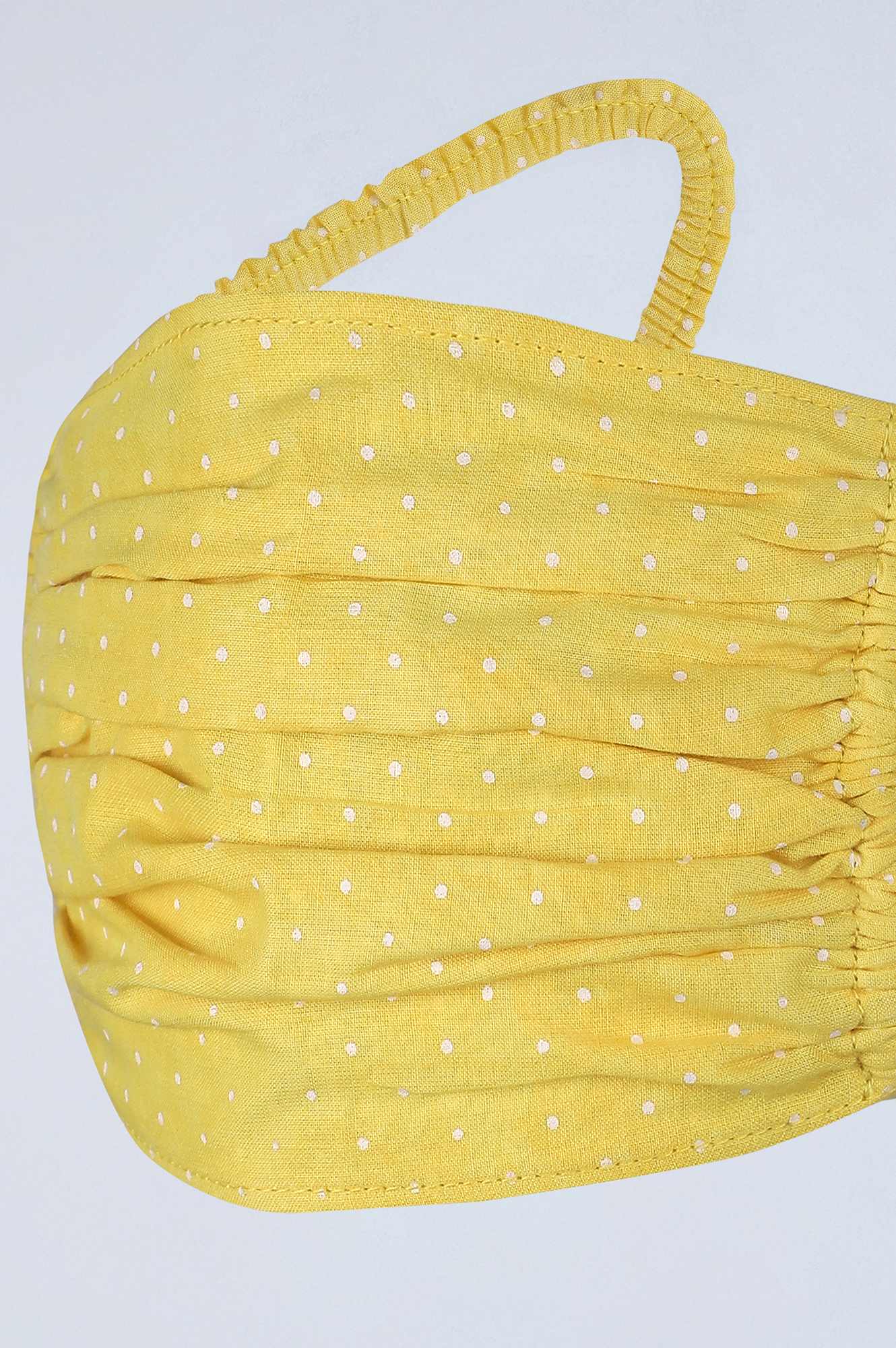 Yellow Gathered Reusable Cotton Mask - Single Piece