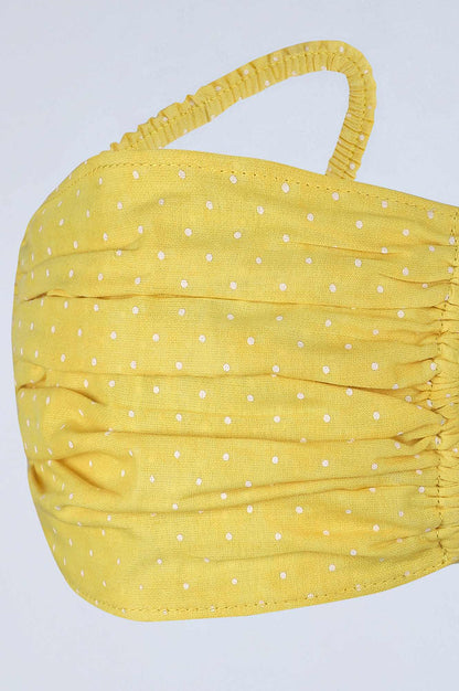 Yellow Gathered Reusable Cotton Mask - Single Piece