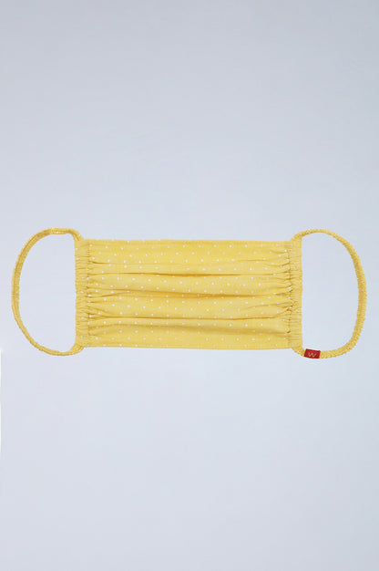 Yellow Gathered Reusable Cotton Mask - Single Piece