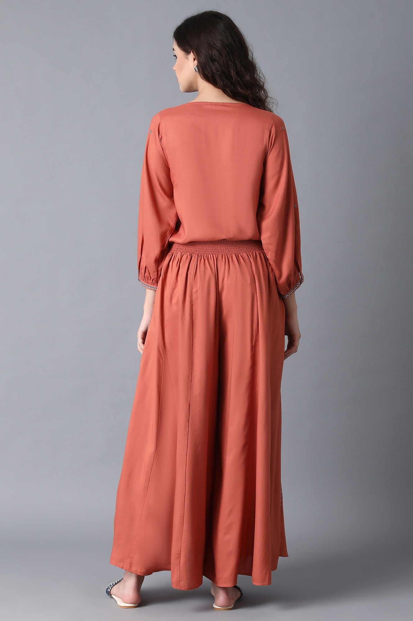 Peach Embroidered Jumpsuit