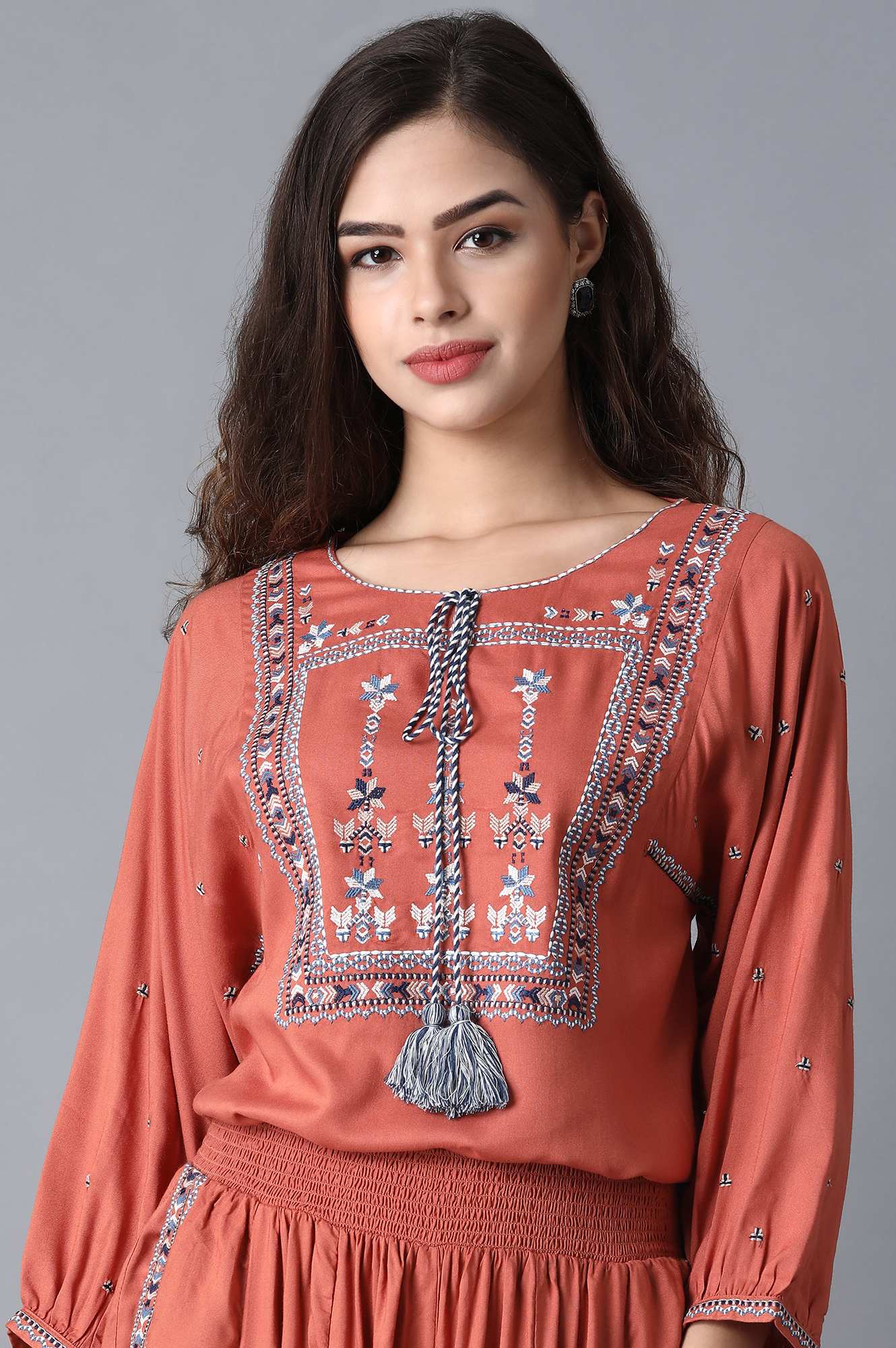 Peach Embroidered Jumpsuit