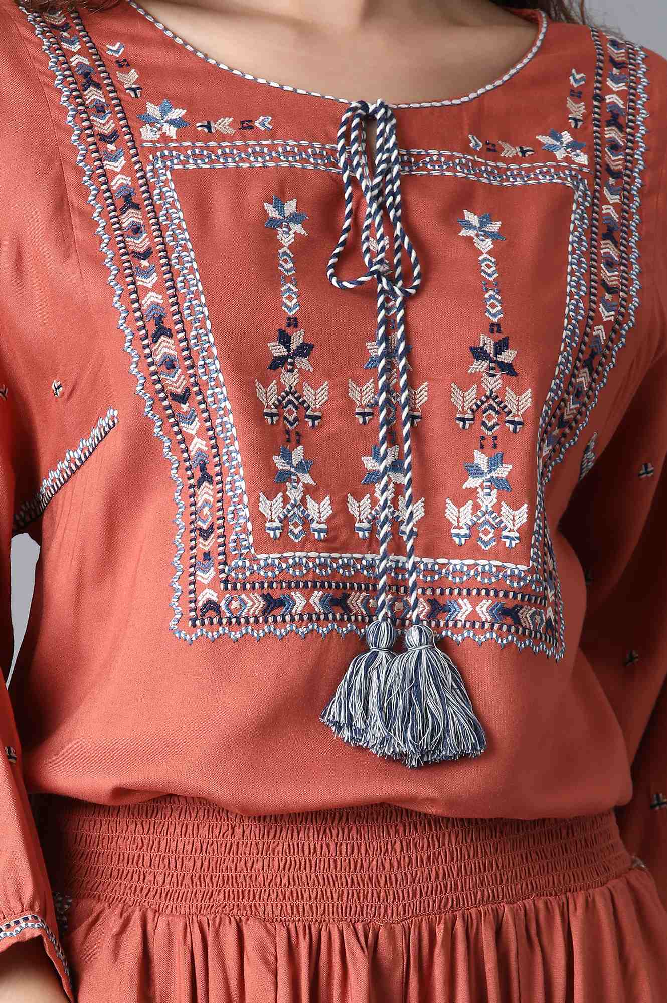 Peach Embroidered Jumpsuit