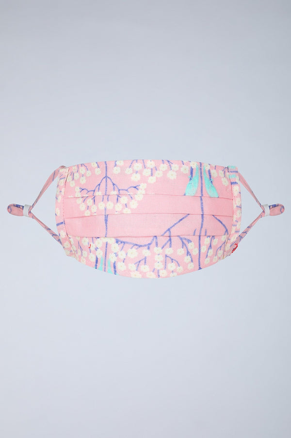 Pink & Ecru Pleated Reusable Mask - Pack of 2 with Mask Bag