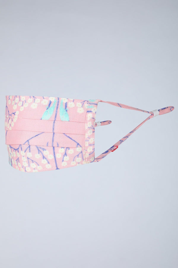 Pink & Ecru Pleated Reusable Mask - Pack of 2 with Mask Bag