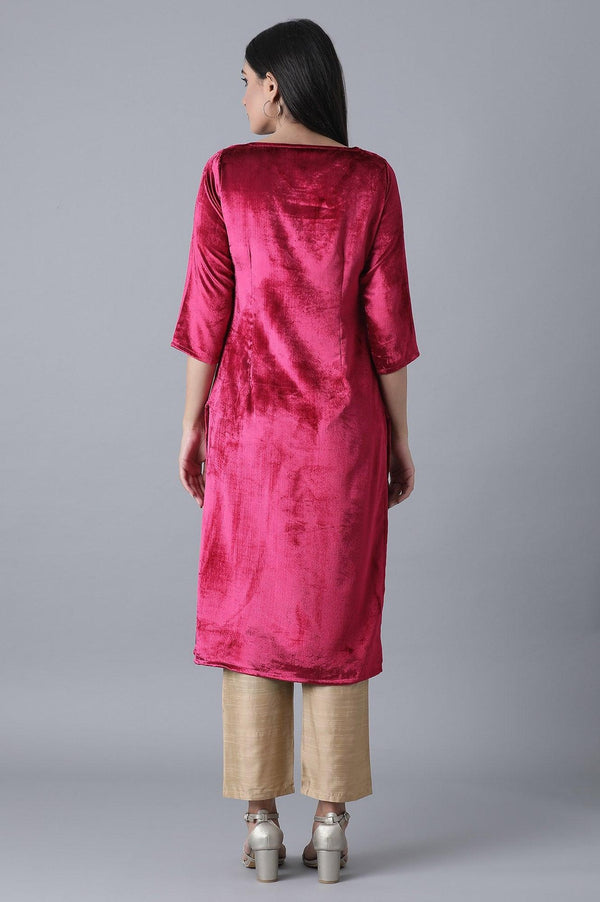Fuchsia Printed Velvet kurta