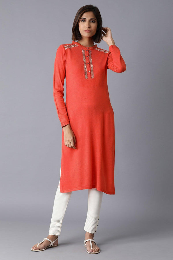 Orange Solid Acrylic kurta