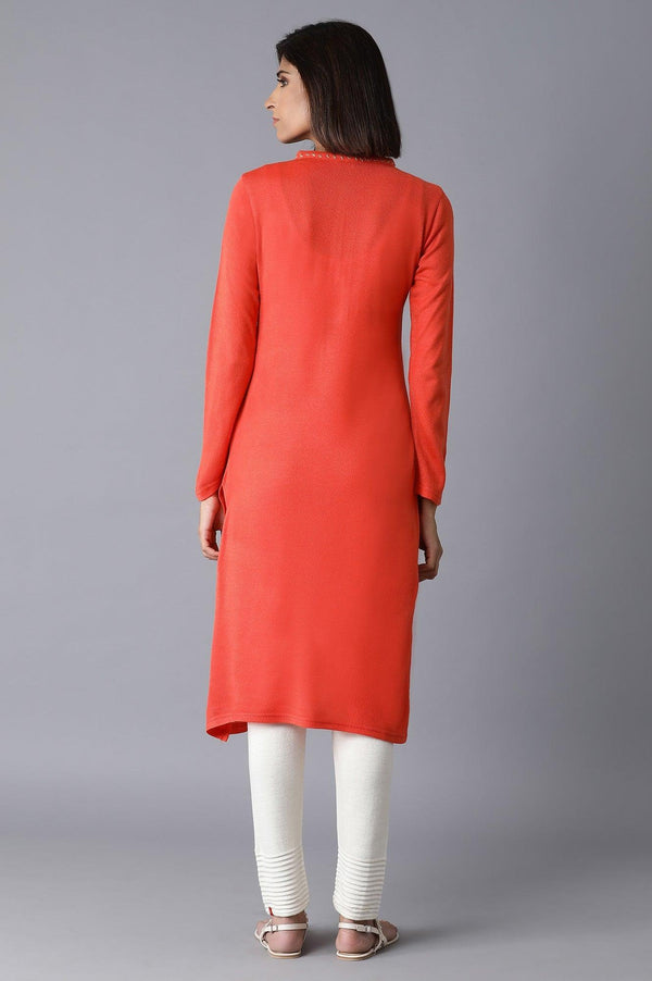 Orange Solid Acrylic kurta
