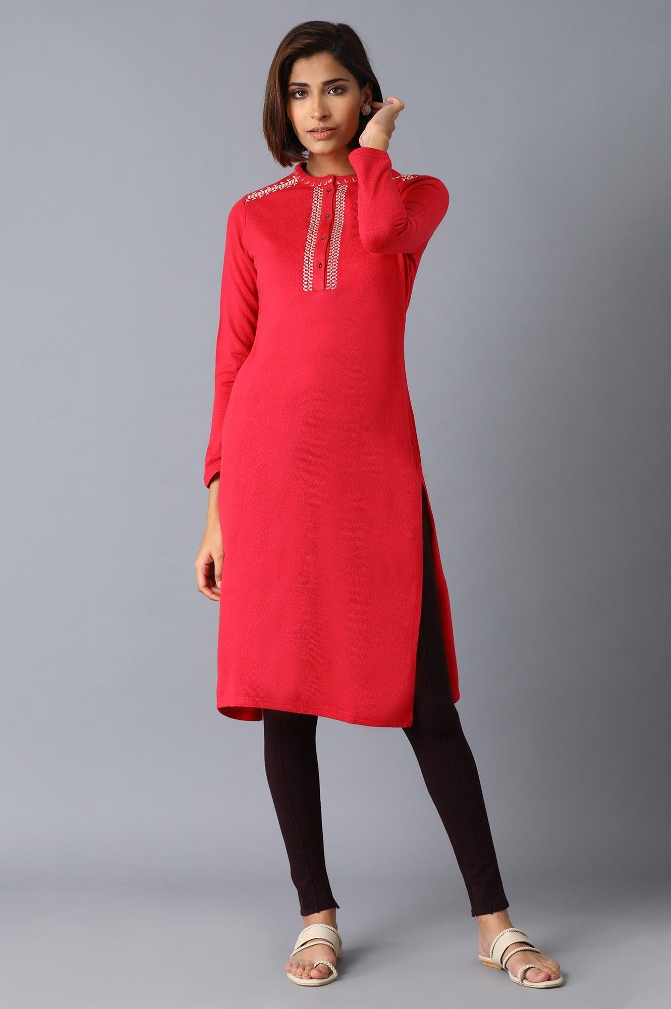 Fuchsia Pink Solid kurta - wforwoman