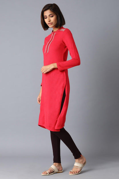 Fuchsia Pink Solid kurta - wforwoman