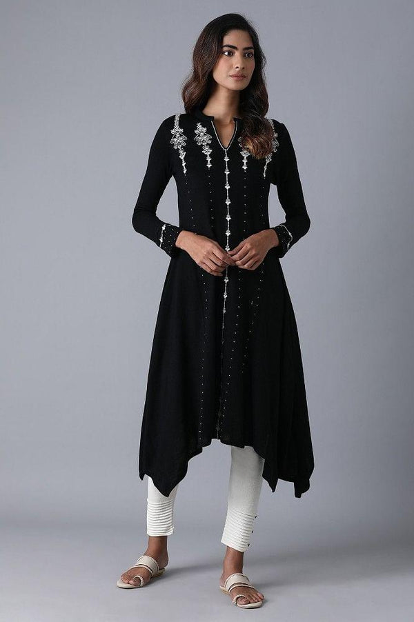 Black Mandarin Neck Winter kurta