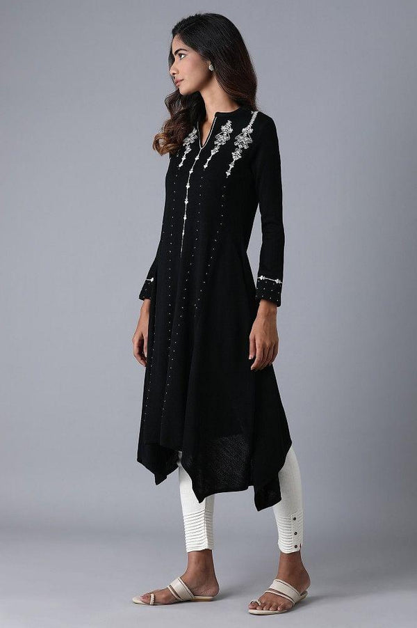 Black Mandarin Neck Winter kurta