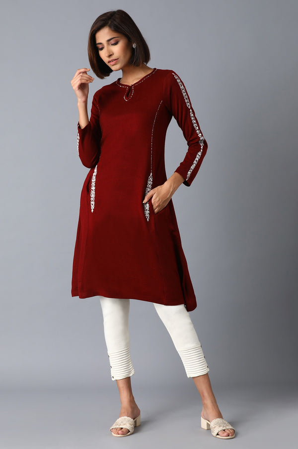 Red FLaredWinter kurta