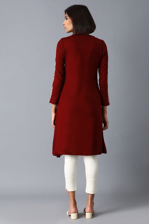 Red FLaredWinter kurta