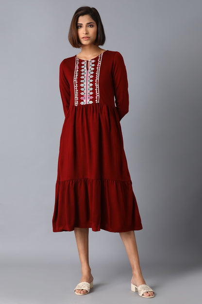 Garnet Red Tiered Dress