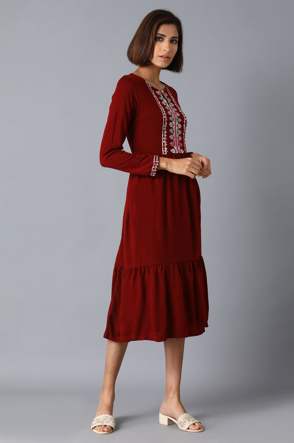 Garnet Red Tiered Dress