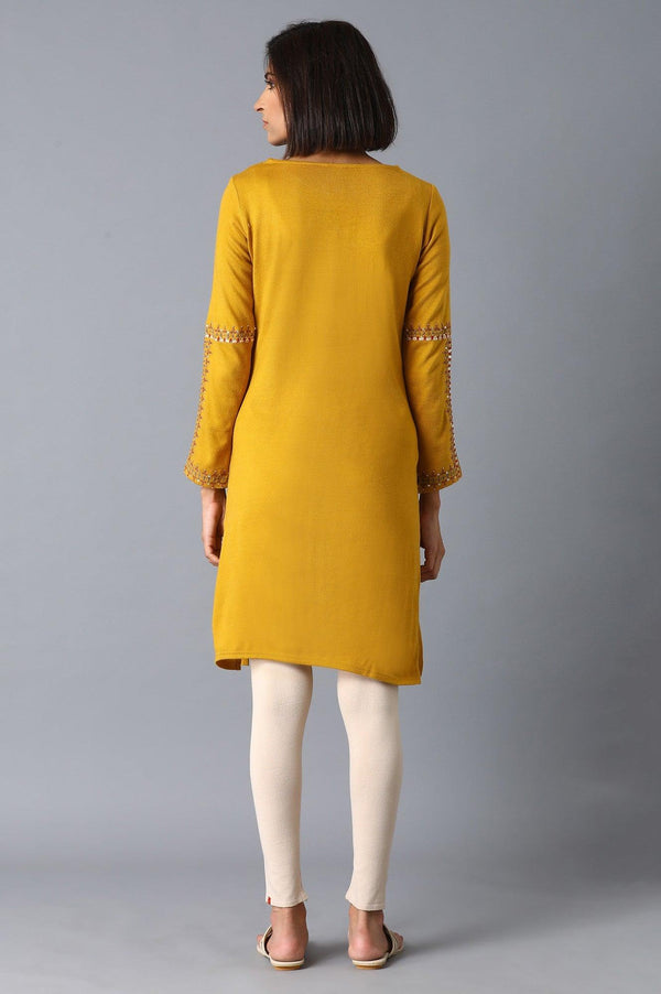 Mustard Yellow Solid Acrylic kurta