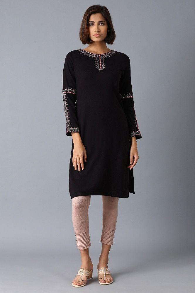 Purple Solid Acrylic kurta - wforwoman