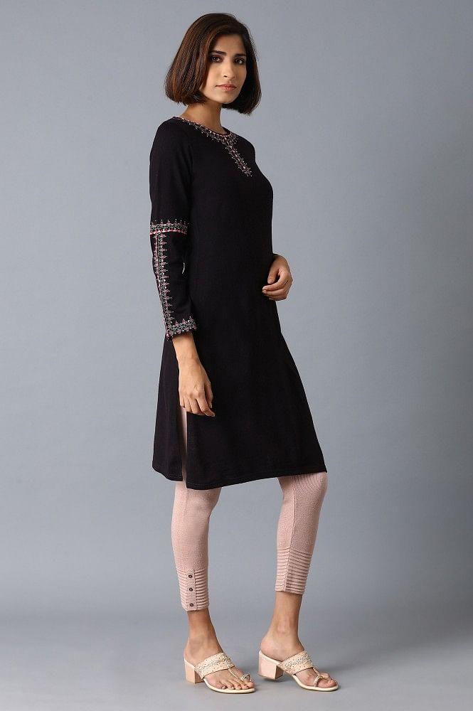 Purple Solid Acrylic kurta - wforwoman