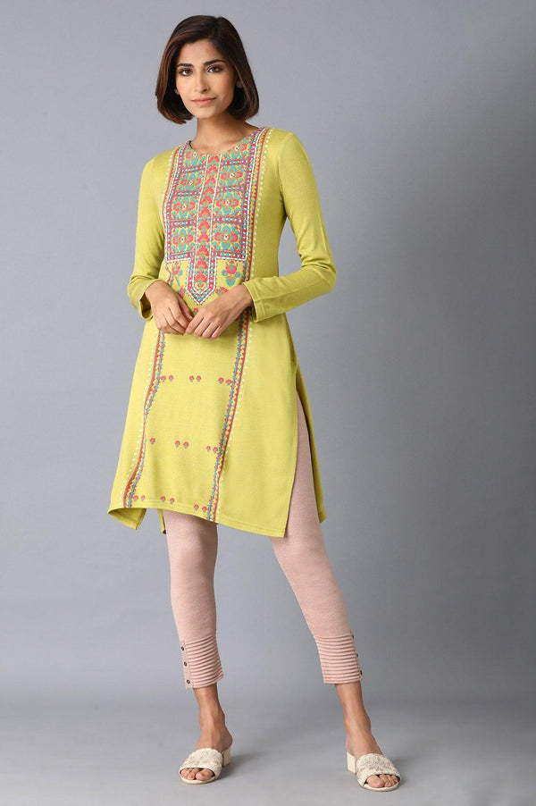 Leaf Green Acrylic A-Line kurta