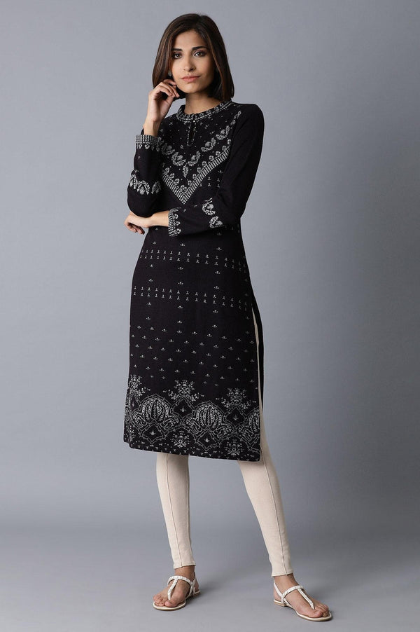 Wine Jacquard A-Line kurta