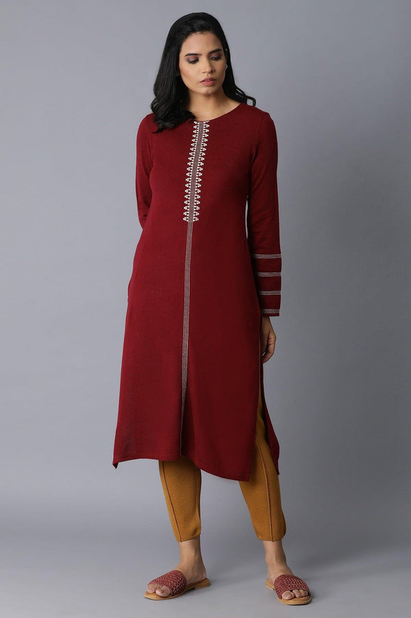 Red Acrylic Straight kurta