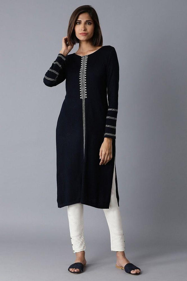 Blue Acrylic Straight kurta