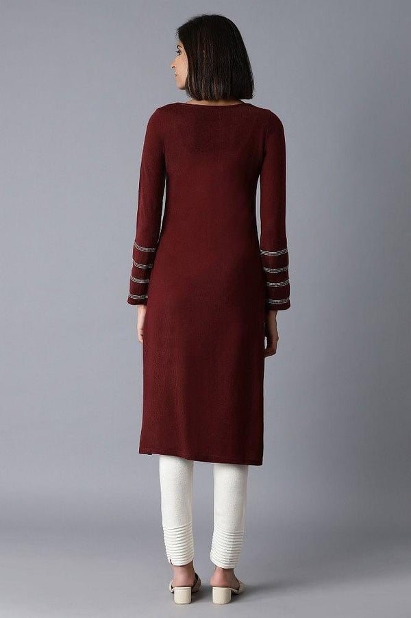 Dark Red Solid Winter kurta
