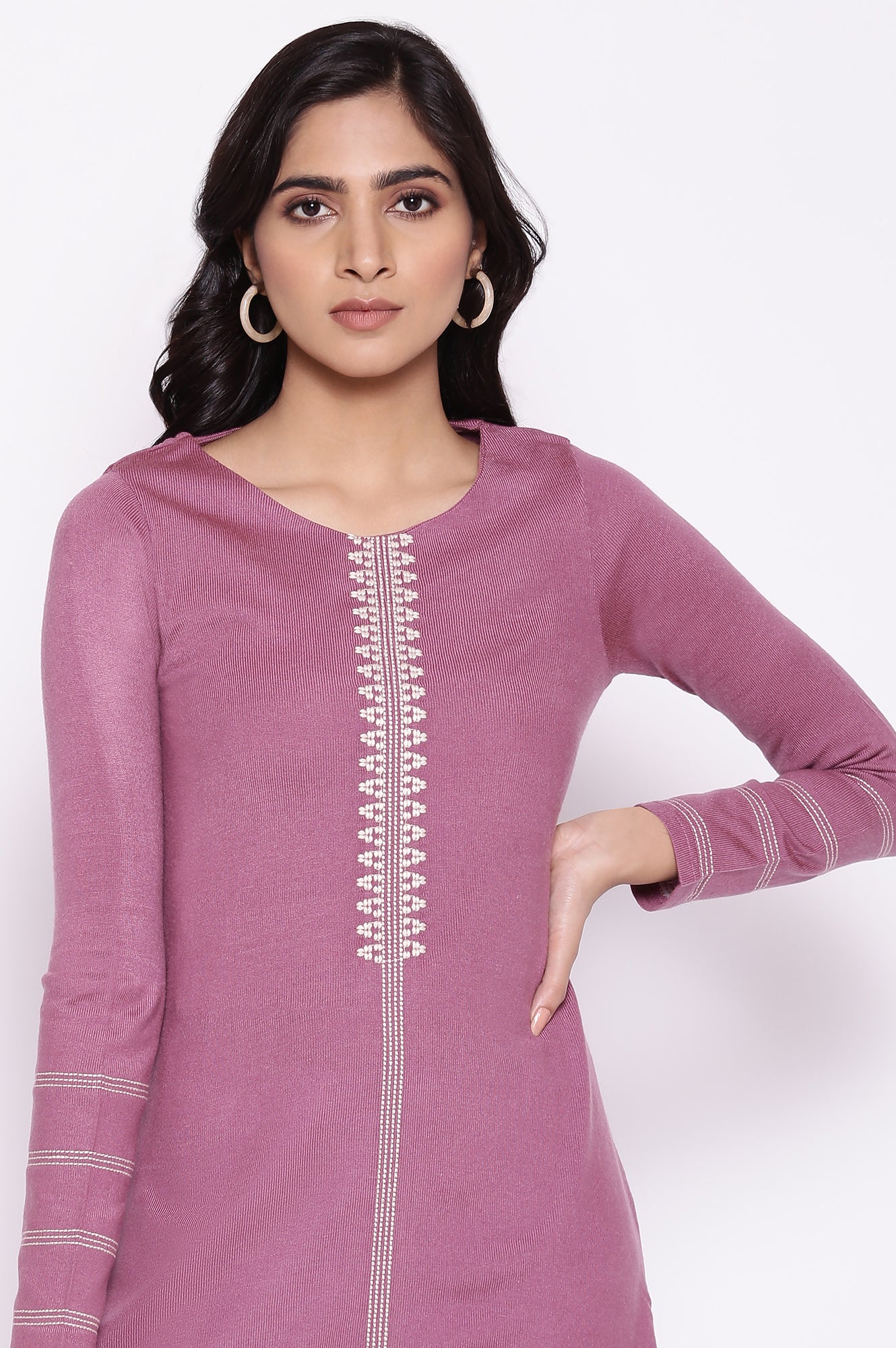 Purple Solid Acrylic kurta