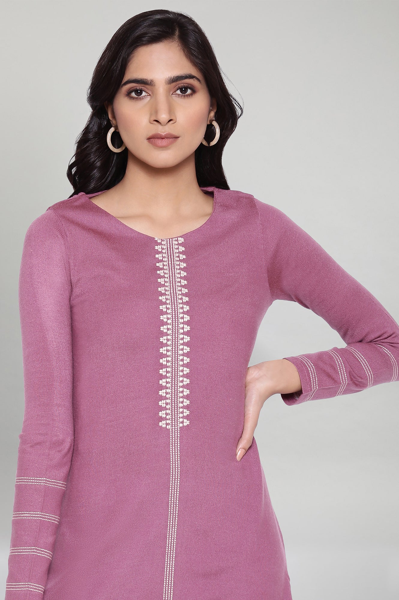 Purple Solid Acrylic kurta