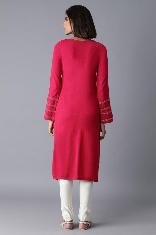 Pink Solid Winter kurta