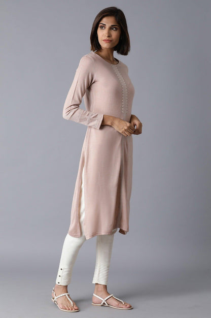 Pink Acrylic Straight kurta - wforwoman