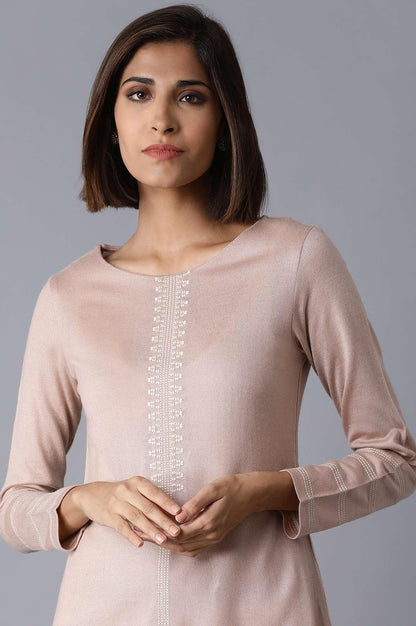 Pink Acrylic Straight kurta - wforwoman