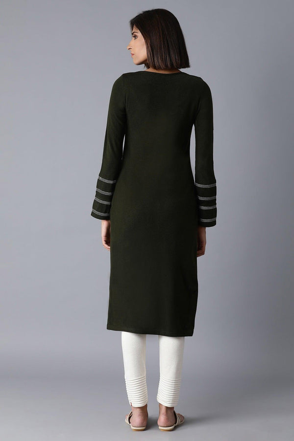 Olive Acrylic Straight kurta