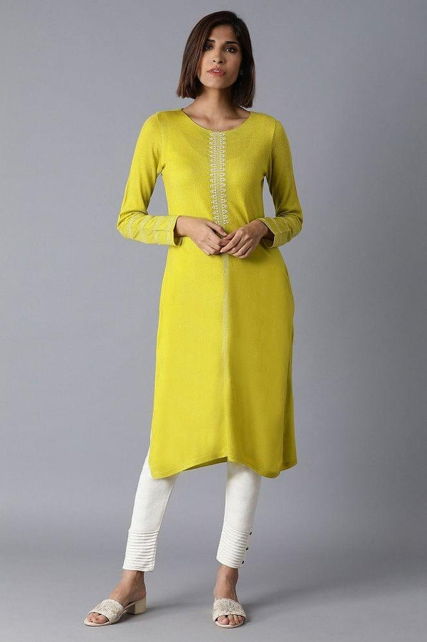 Green Solid Winter kurta