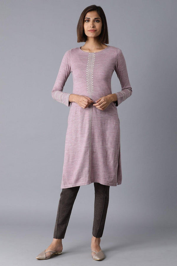 Sweet Lilac Solid Straight kurta