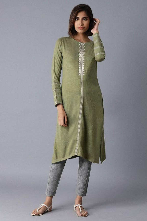 Green Acrylic Straight kurta