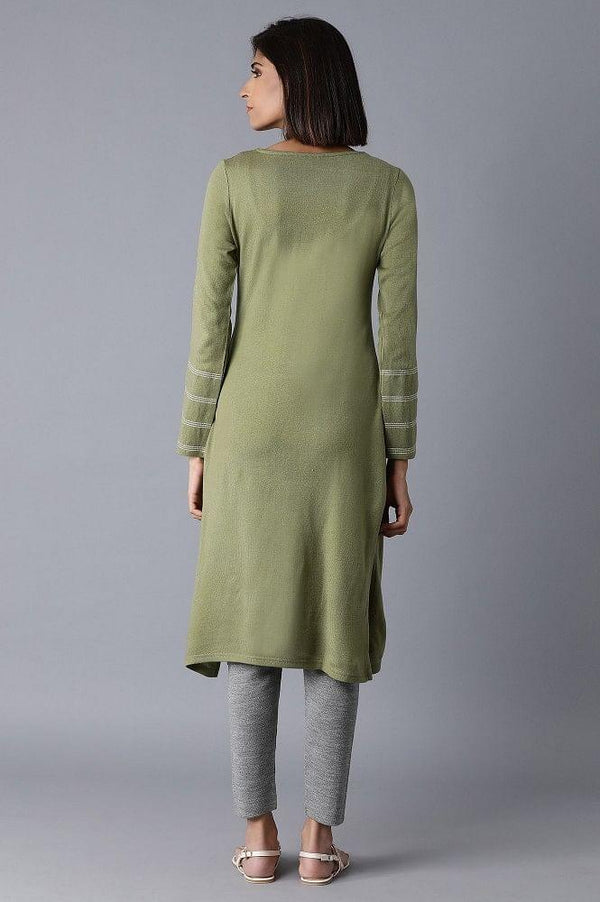 Green Acrylic Straight kurta