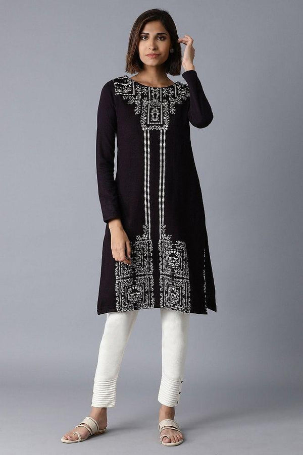 Purple Acrylic Jacquard kurta
