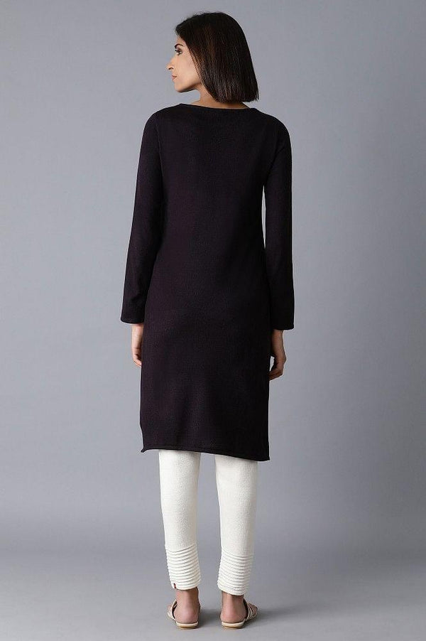 Purple Acrylic Jacquard kurta