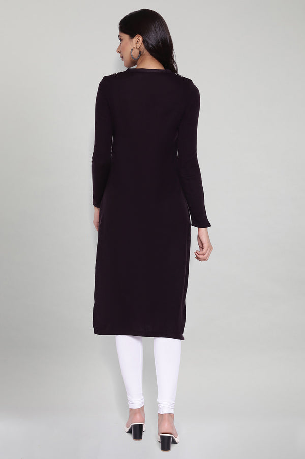 Purple Acrylic Jacquard kurta