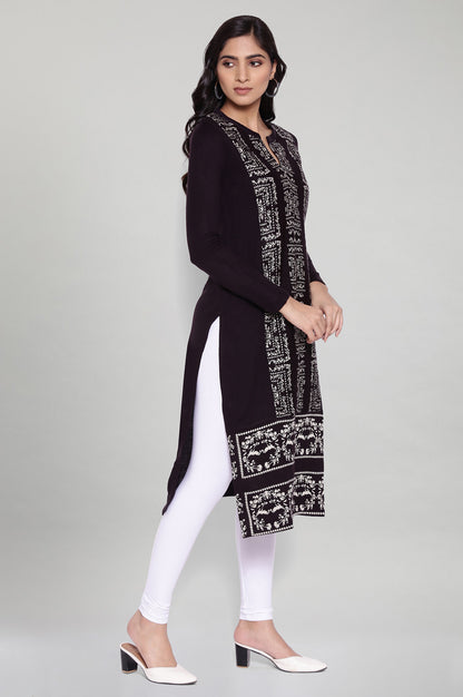 Purple Acrylic Jacquard kurta