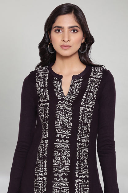 Purple Acrylic Jacquard kurta