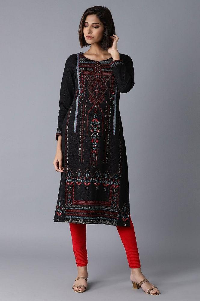Jet Black Straight kurta - XS
