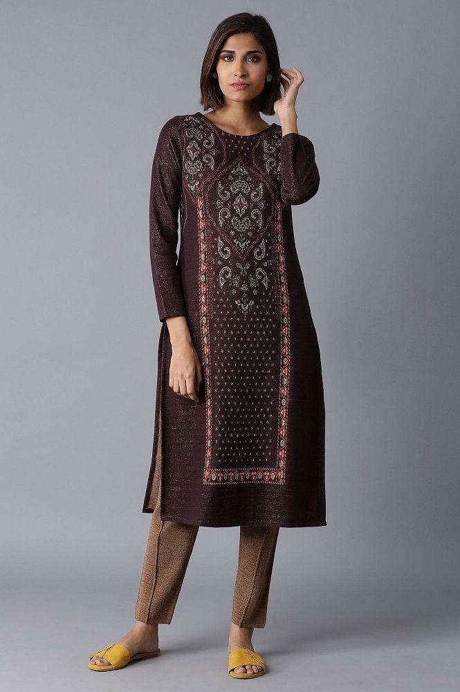 Prune Purple Straight kurta - XS