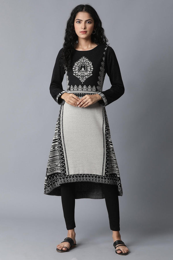 Jet Black Casual Winter kurta