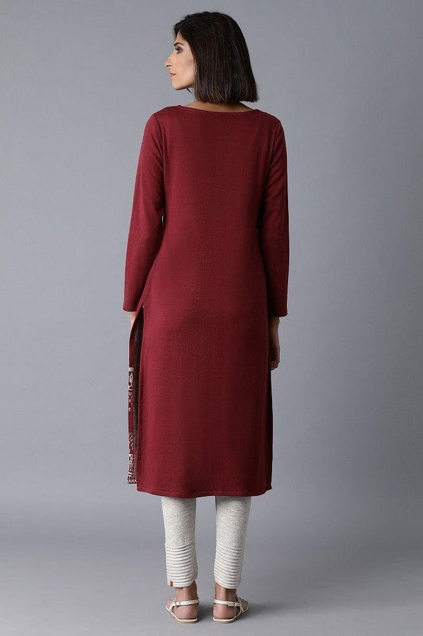 Maroon YD-Jacquard kurta